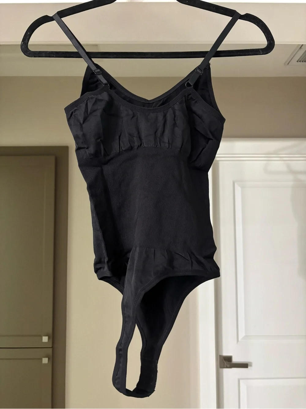 Black Women’s One-Piece Shapewear Bodysuit with Adjustable Straps